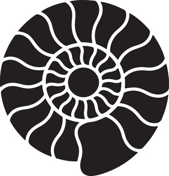 Vector flat black ammonite silhouette logo isolated. logo Vector Black silhouettes