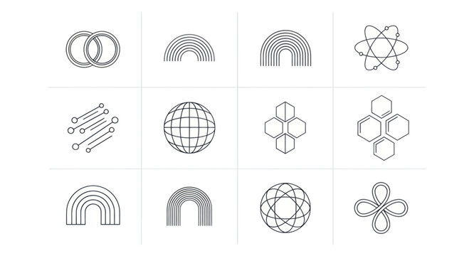 Abstract Geometric Icons Set: Modern Vector Symbols for Branding and Design