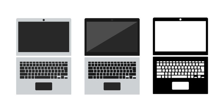 Laptop icon set. Set of vector flat icons.
