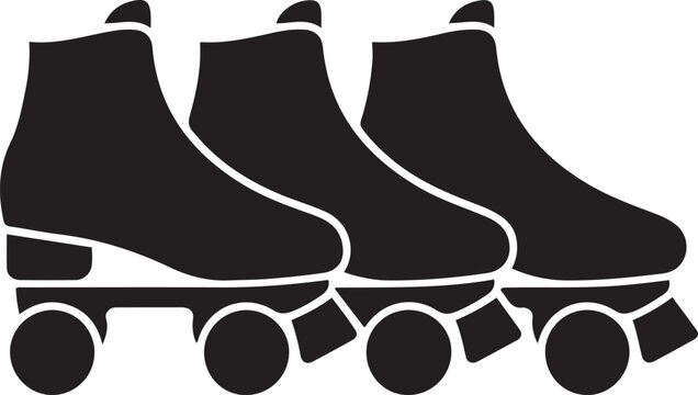 Vector flat quad roller skates silhouette isolated. logo Vector Black silhouettes
