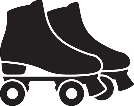 Vector flat quad roller skates silhouette isolated. logo Vector Black silhouettes