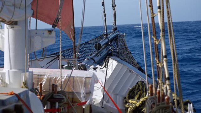 Bow View from Sailing Ship at Sea