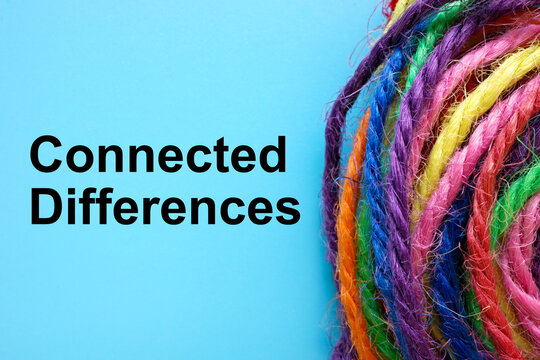 Connected differences concept with colorful threads. Diversity and unity.