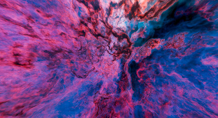 Vibrant Pink And Blue Nebula 3D Rendering Cosmic Space Cloudscape Abstract Energy Background © edb3_16