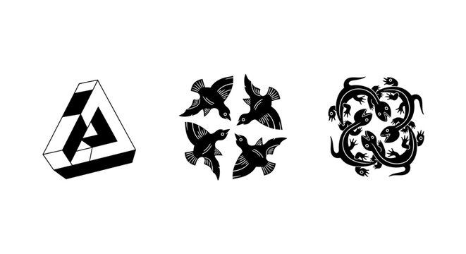 Optical Illusions: Triangle, Birds, Lizards