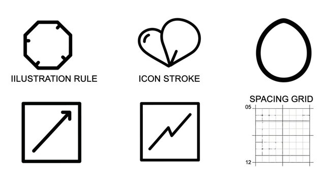 Vector Icon Design Elements: Illustration Rules, Heart, Circle, Graph, Grid