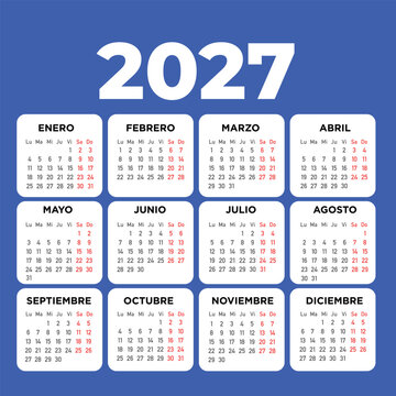 2026 calendario anual en espa&ntilde;ol azul
