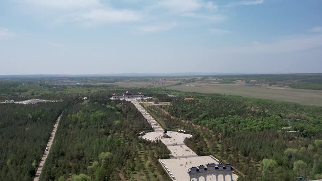 Genghis Khan Mausoleum Park Aerial View in Inner Mongolia