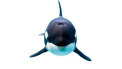 Black and White Orca Head Close-up with Dorsal Fin © Cedric