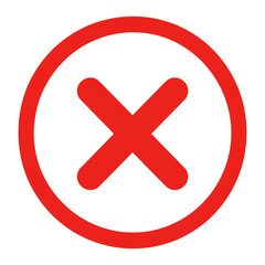 Obraz premium Red x icon. Bold red cross mark symbol on transparent background. 
