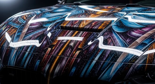 vibrant urban graffiti art on memorial wall at night