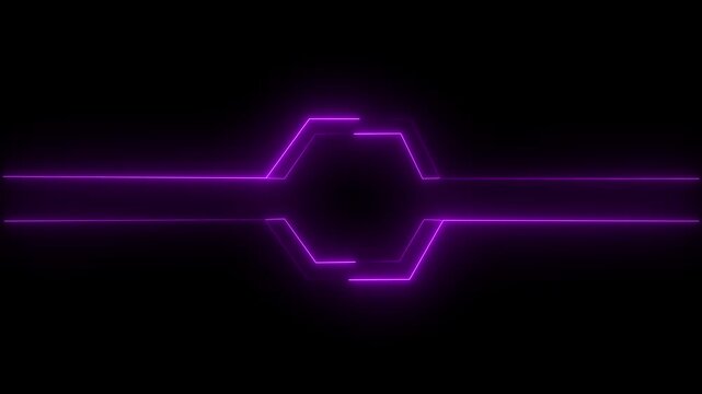purple and neon hexagon frame loop animation with black background.