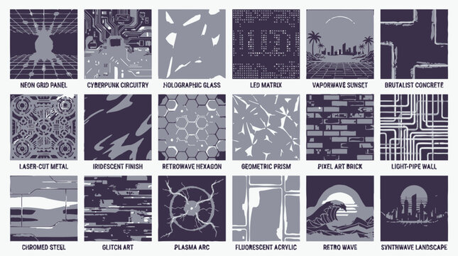 Retro Futuristic Textures and Patterns Collection