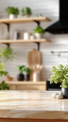 Fototapeta premium Minimal kitchen backsplash with shelf and utensils, modern interior detail, clean home design, simple lifestyle concept.