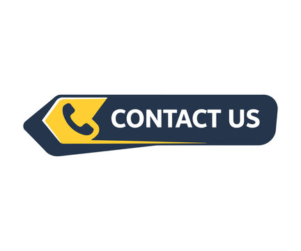 Contact us button with phone symbol on white background