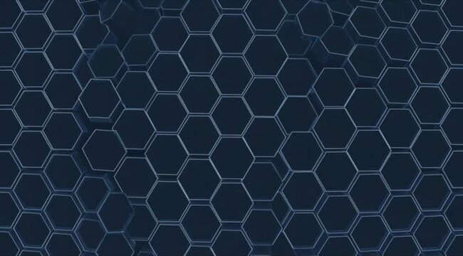 Animated hexagon grid background, with subtle motion, for tech themes 4K Ai HD high quality video.