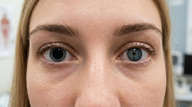 Extreme Close-up of a Womans Blue Eyes Showing Irises and Eyelashes in Detail Against a Blurred Background