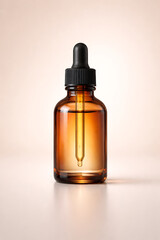 Naklejka premium Amber glass bottle with dropper for essential oils or serums
