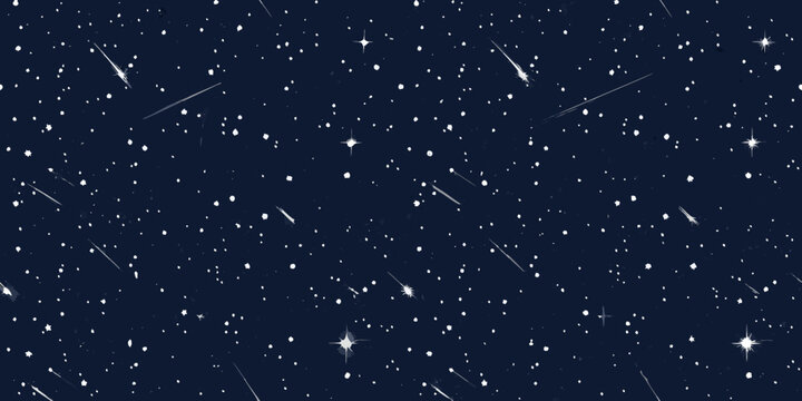 starry night sky with shooting stars dark blue background