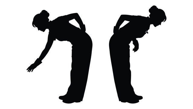 woman silhouette bending over two poses against white background high quality professional