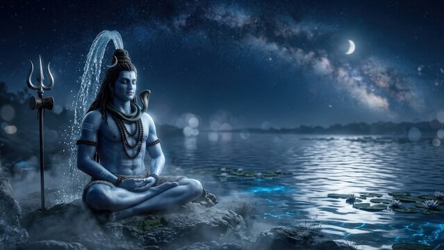 Shiva Ganga Moonlight &ndash; Sacred River Night Meditation Scene