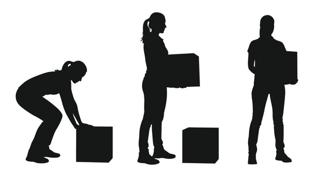 woman lifting boxes silhouette series on a white background high quality professional