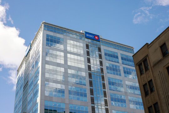 Ottawa, Canada - April 6, 2024: BMO bank office building exterior facade. Corporate banking headquarters architecture. Bank of Montreal