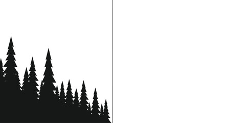 Black silhouette of a coniferous forest on a white background. © Basma_Isyraq