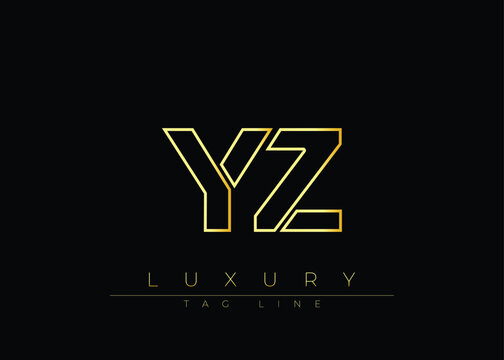 YZ Golden Modern Luxury Logo Design. This logo Conveying premium branding, minimalist luxury and modern geometric typography for corporate identity, product packaging and stylish design.