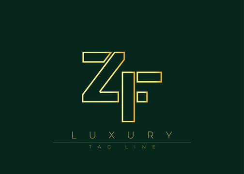 ZF Golden Modern Luxury Logo Design. This logo Conveying premium branding, minimalist luxury and modern geometric typography for corporate identity, product packaging and stylish design.