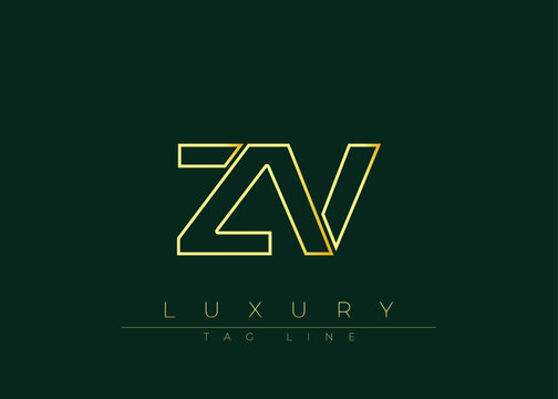 ZV Golden Modern Luxury Logo Design. This logo Conveying premium branding, minimalist luxury and modern geometric typography for corporate identity, product packaging and stylish design.