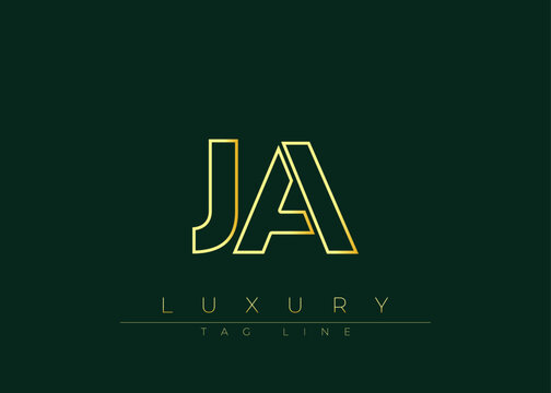 JA Golden Modern Luxury Logo Design. This logo Conveying premium branding, minimalist luxury and modern geometric typography for corporate identity, product packaging and stylish design.
