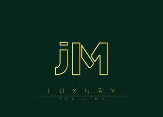 Fototapeta premium JM Golden Modern Luxury Logo Design. This logo Conveying premium branding, minimalist luxury and modern geometric typography for corporate identity, product packaging and stylish design.