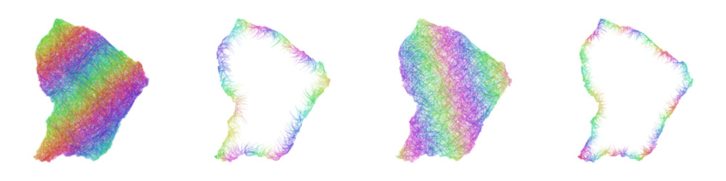 Multicolored sketch French Guiana map design set