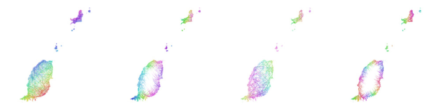 Rainbow sketch Grenada map design set