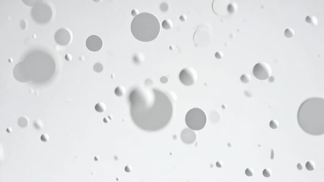 Floating white spheres in minimal style over soft light background, representing abstraction and simplicity