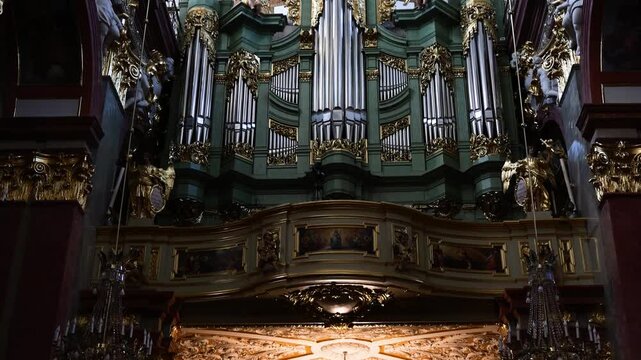 Grand pipe organ inside Jasna Gora Basilica, Czestochowa, Poland