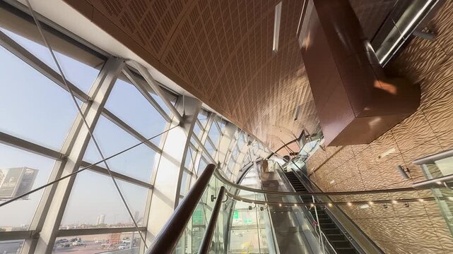 Interior of modern Dubai metro station, United Arab Emirates