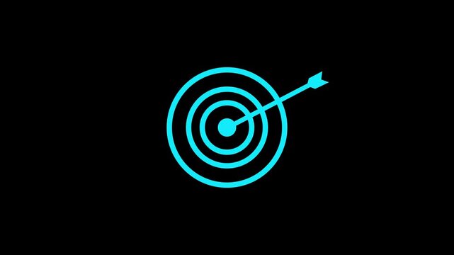 abstract Arrow hitting the center of target - success business concept. business goals achievement, target icon. Motion graphics of business circle arrow.4k motion video.