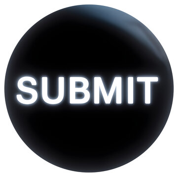 flat round black submit button for digital interface UX design, isolated graphic