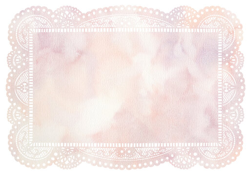Watercolor Paper Lace Frame with Marble Texture - Transparent PNG-300dpi-	