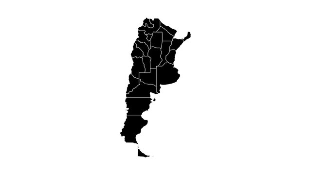 Minimalist Black and White Map of Argentina - High Resolution 4K Geography
