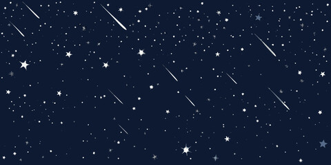 starry night sky with shooting stars dark cosmic background © PolyRani