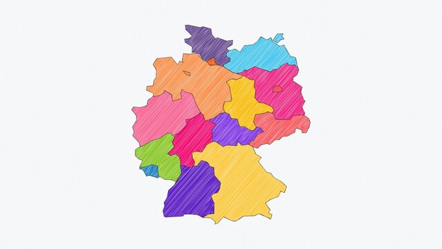 Elegant Pencil Sketch Map of Germany - High Resolution 4K Geography