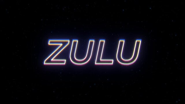  Zulu Neon Sign Text with Classic Retro Theme