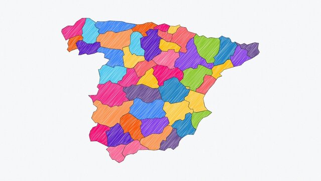 Elegant Pencil Sketch Map of Spain - High Resolution 4K Geography