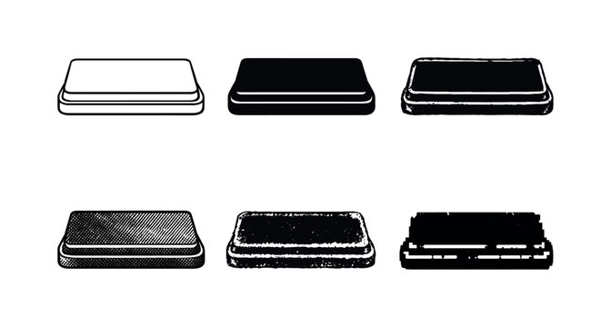 Set of six different styles of rectangular buttons or switches