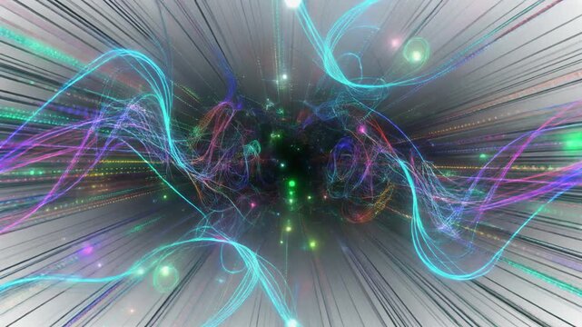 Abstract Energy Waves Pulsating Colorful Particles Motion Background
