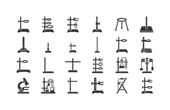 Laboratory stands like retort stands, ring stands, clamp stands, adjustable height stands, tripod stands, base-mounted stands,