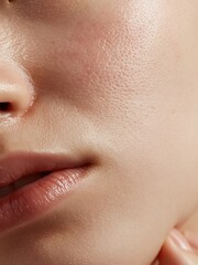 Obraz premium Extreme close-up of flawless, healthy human skin texture with visible pores and subtle radiance